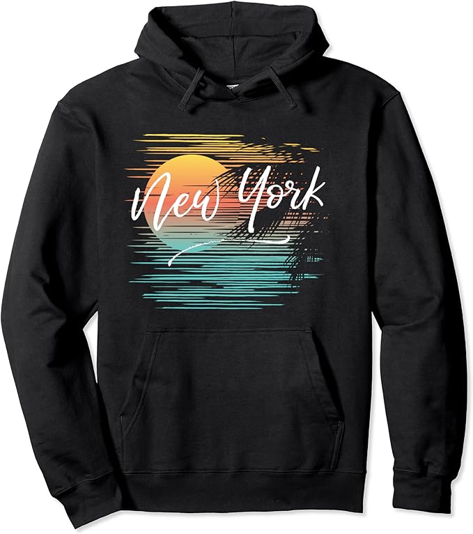 Amazon.com: New York Retro Style Colorful Casual Graphic Pullover